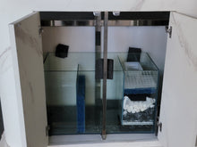 Load image into Gallery viewer, 120g Curved Panoramic Flat Bowfront Glass Reef-Ready Aquarium in Marble Finish Stand