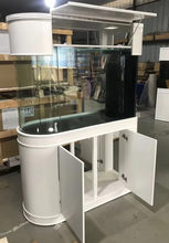 Load image into Gallery viewer, Premium Cherry * 120 Gallon Peninsula Room Divider Aquarium with Stand & Canopy