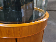 Load image into Gallery viewer, 90 Gallon Glass 3/4 Cylinder Round Reef Aquarium With Stand and Canopy in Golden Oak