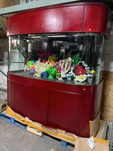 Load image into Gallery viewer, 380 Gallon Seamless Glass Bowfront Reef-Ready Aquarium in Rose Cherry Real Wood Furniture