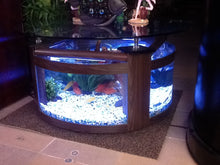 Load image into Gallery viewer, WARRANTY INCLUDED! 55 gallon GLASS round circle table aquarium fish tank setup WALNUT