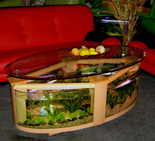 Load image into Gallery viewer, WARRANTY INCLUDED! 55 gallon GLASS round circle table aquarium fish tank setup- MAPLE