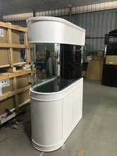 Load image into Gallery viewer, 120 Gallon U-Shape Bullnose Peninsula Divider Glass Aquarium Reef-Ready in Premium Cherry Real Wood Furniture