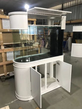 Load image into Gallery viewer, 120 Gallon U-Shape Bullnose Peninsula Divider Glass Aquarium Reef-Ready in Premium Cherry Real Wood Furniture