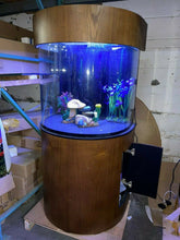 Load image into Gallery viewer, 60 Gallon Half Round (Flat Sides) Reef-Ready Aquarium with Stand, Deep Oak