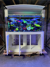 Load image into Gallery viewer, 200 Gallon Seamless Glass Bowfront Aquarium Reef-Ready in Tulum White Real Wood Furniture