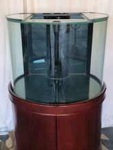 Load image into Gallery viewer, 133g 3/4 Cylinder Round Glass Reef-Ready Aquarium Set in Rose Cherry Furniture
