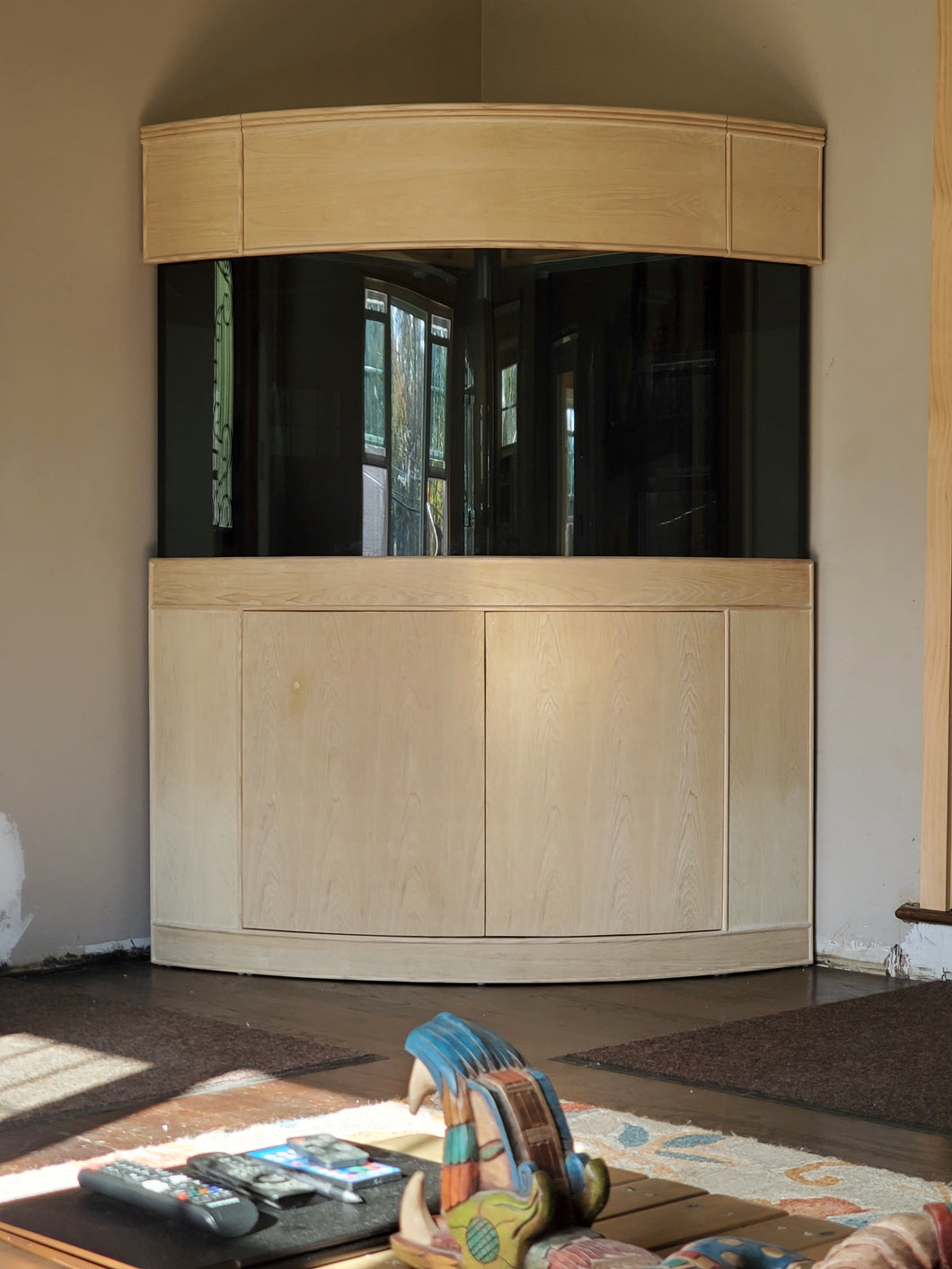 WARRANTY INCLUDED! 80 gallon GLASS corner bow aquarium fish tank wood stand