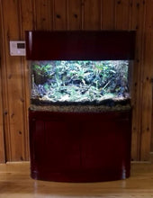Load image into Gallery viewer, WARRANTY INCLUDED! 170 gallon GLASS bow front aquarium fish tank cherry wood
