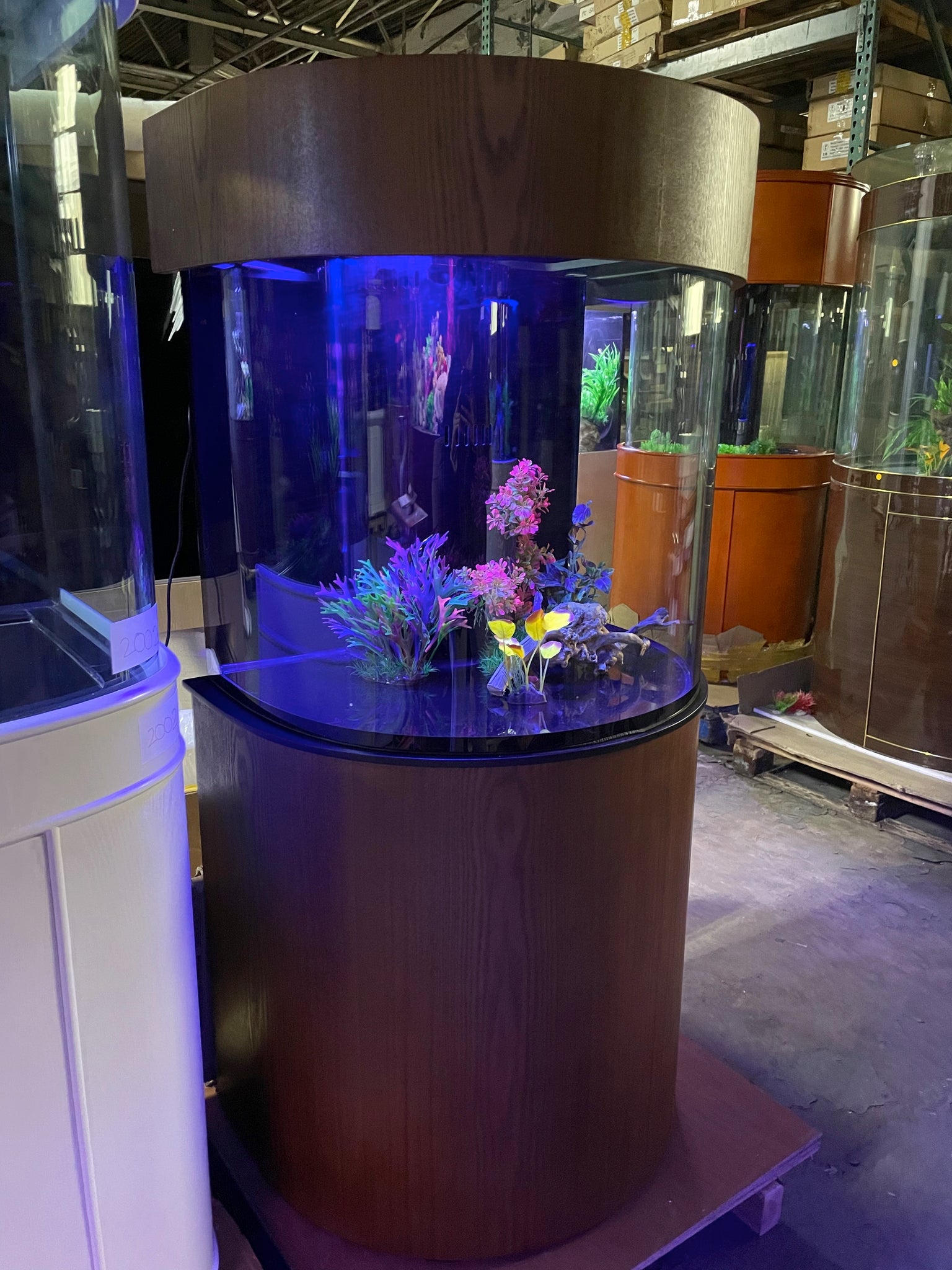 WARRANTY INCLUDED! GLASS 60 gal half moon fish tank aquarium w/ stand,  canopy