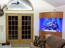 Load image into Gallery viewer, WARRANTY INCLUDED! 200 gallon GLASS corner bow aquarium fish tank wood stand
