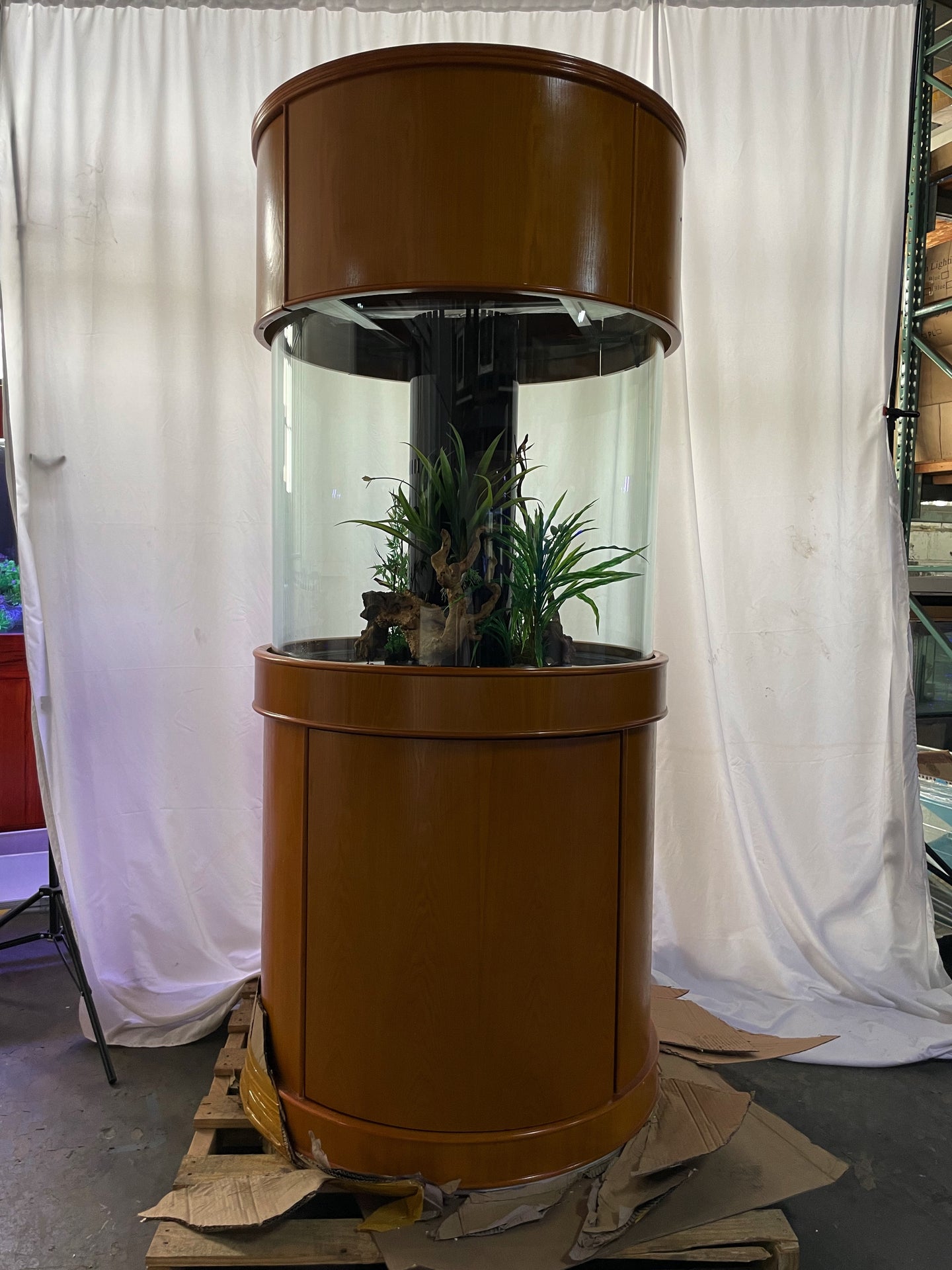WARRANTY INCLUDED! 100 gallon glass cylinder round aquarium for sale w/ stand and canopy