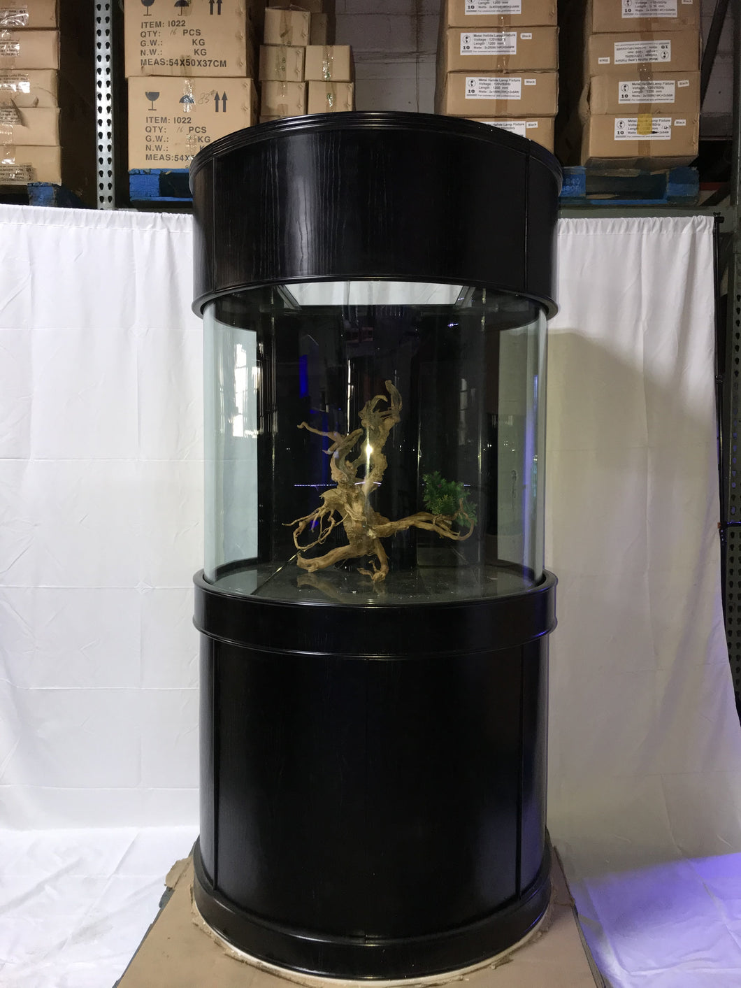 WARRANTY INCLUDED! 160 gallon GLASS round cylinder wall aquarium fish tank set NEW!