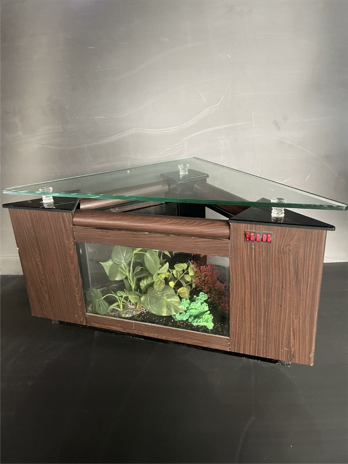 23 gallon corner fish tank table aquarium w/ lighting and filtration full setup