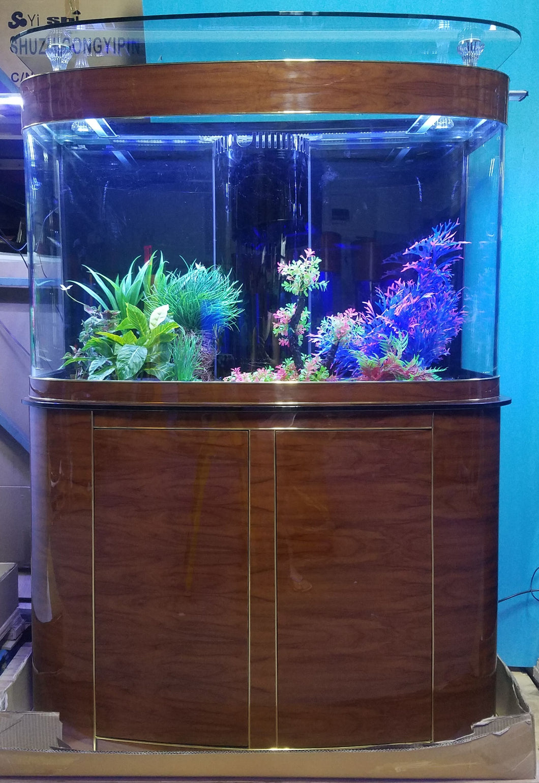 WARRANTY INCLUDED! 130 gallon GLASS bow front aquarium fish tank set SUMP + PUMP