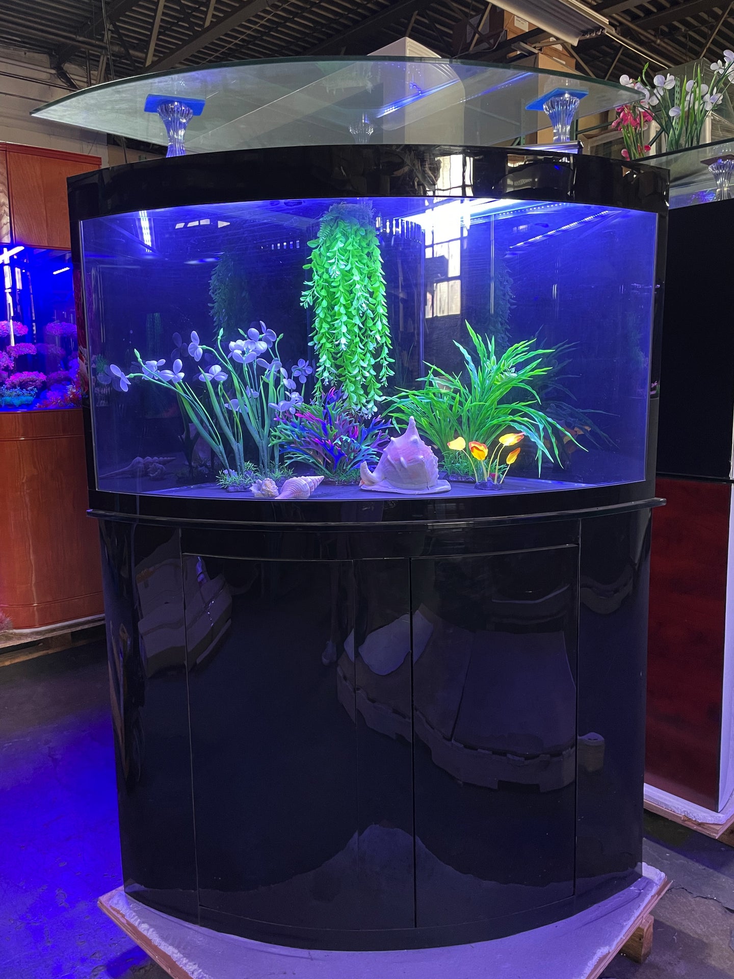 WARRANTY INCLUDED! 85 gallon GLASS corner bow front aquarium fish tank set NEW!