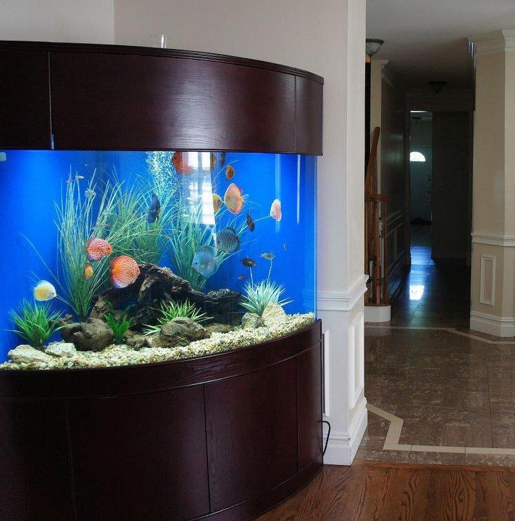 WARRANTY INCLUDED! 200 gallon GLASS corner bow aquarium fish tank wood stand