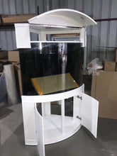 Load image into Gallery viewer, WARRANTY INCLUDED! 250 gallon GLASS corner bow aquarium fish tank wood stand
