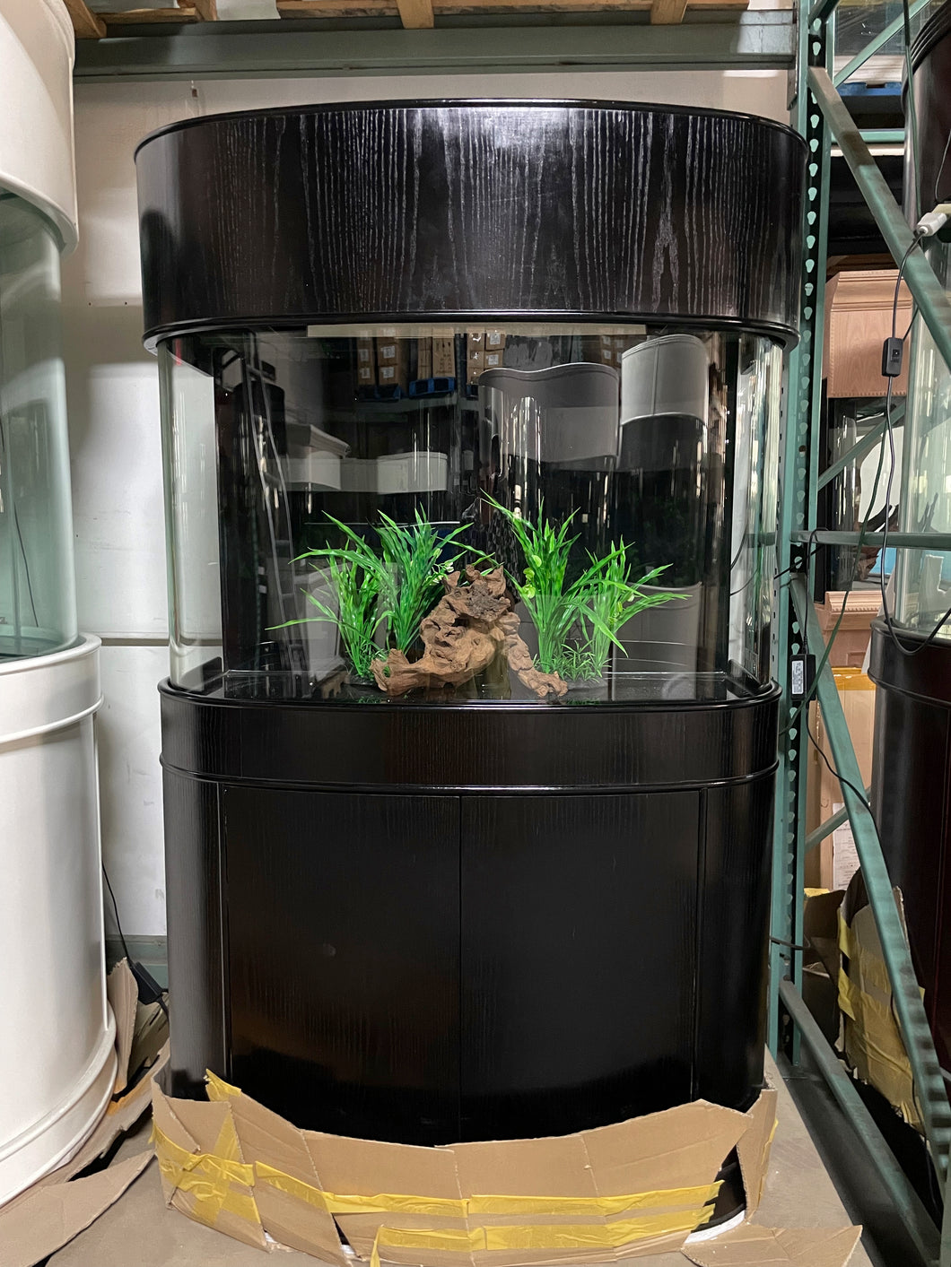 WARRANTY INCLUDED 70 gallon GLASS bow front aquarium fish tank set display model