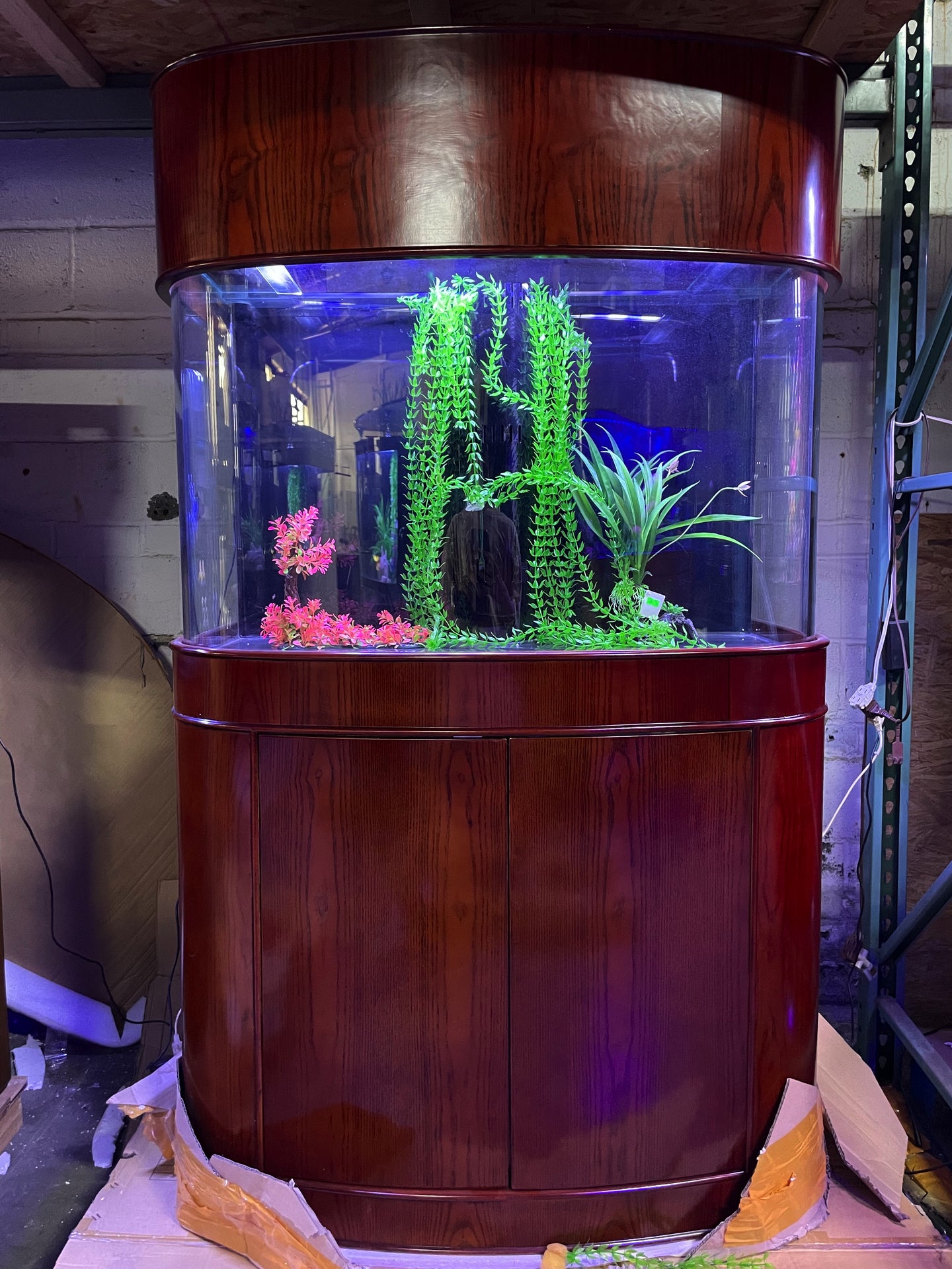 WARRANTY INCLUDED! 70 gallon GLASS bow front aquarium fish tank set display model