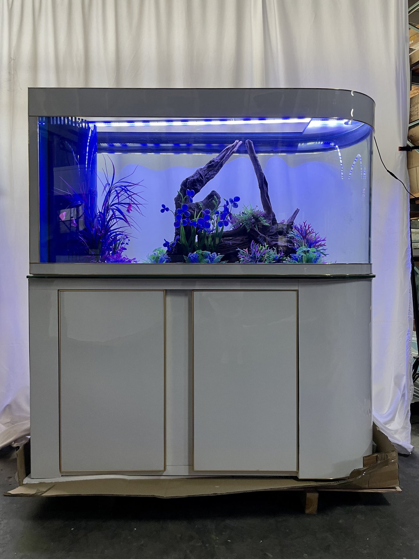WARRANTY INCLUDED! 180 gallon GLASS room divider peninsula aquarium fish tank full setup