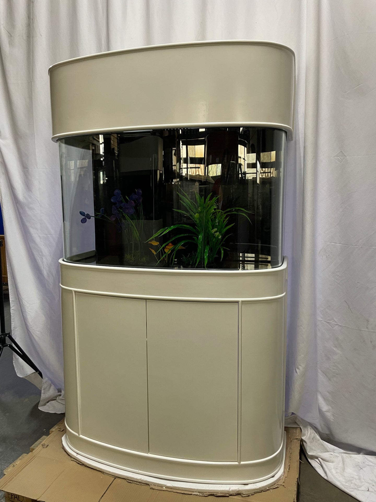 WARRANTY INCLUDED 80 gallon GLASS bow front aquarium fish tank set display model