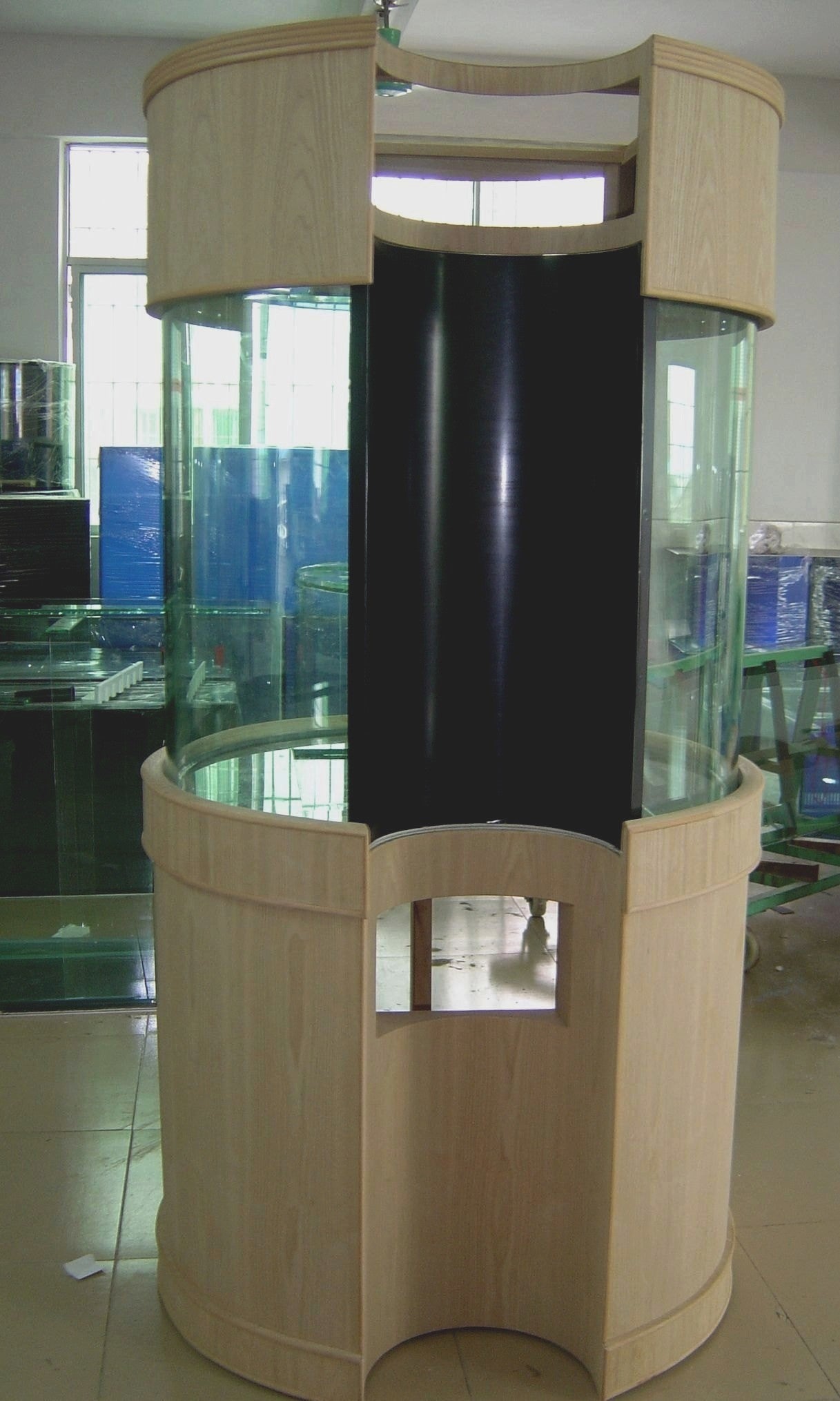 COLUMN HIDER 160 gallon GLASS cylinder round aquarium fish tank set