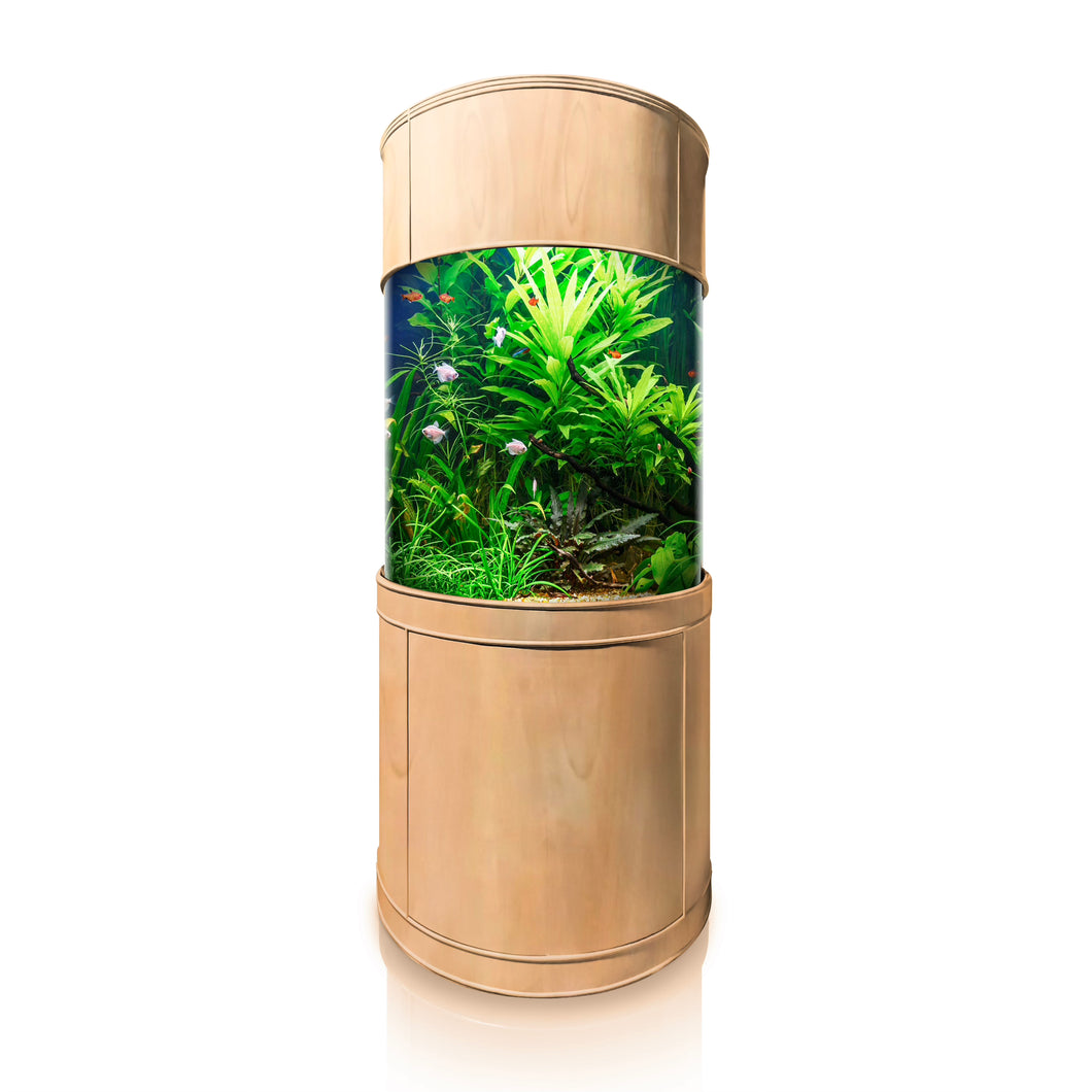 WARRANTY INCLUDED! 100 gallon GLASS cylinder round aquarium fish tank wood set